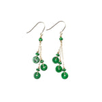 Emerald Green Jade Gold Drop Earrings
