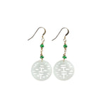 White Jade Gold Drop Earrings