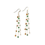 Mixed: Green White Yellow Jade Gold Drop Earrings