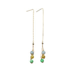 Mixed: Green Lavender Yellow Jade Gold Drop Earrings