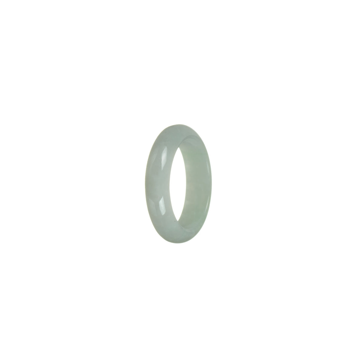 Certified White Burma Jade Ring - Size R 1/2