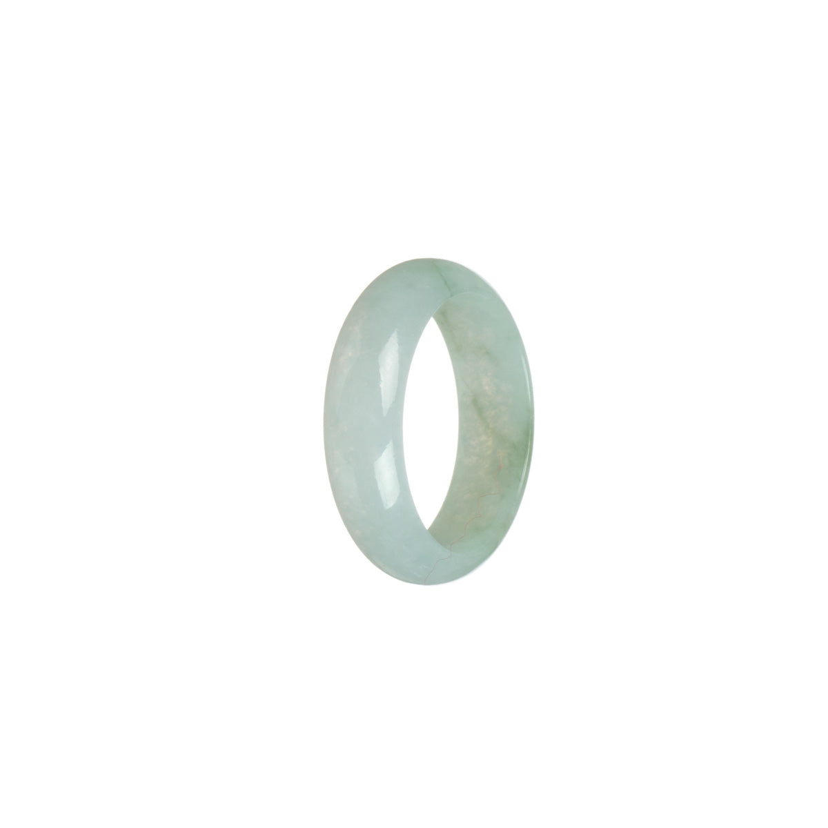 Authentic White with Pale green Jadeite Jade Ring- Size T 1/2