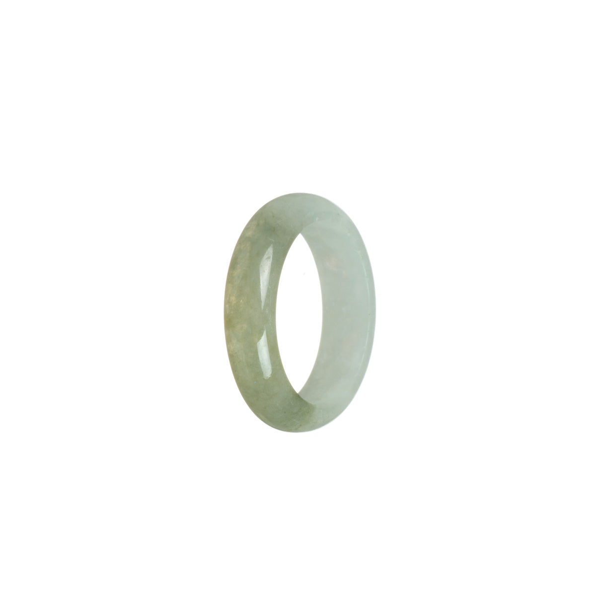 Certified White with brownish green Burmese Jade Ring - Size T 1/2