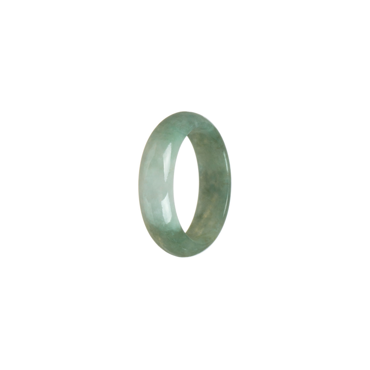 Certified Green with White Burmese Jade Band - Size S 1/2