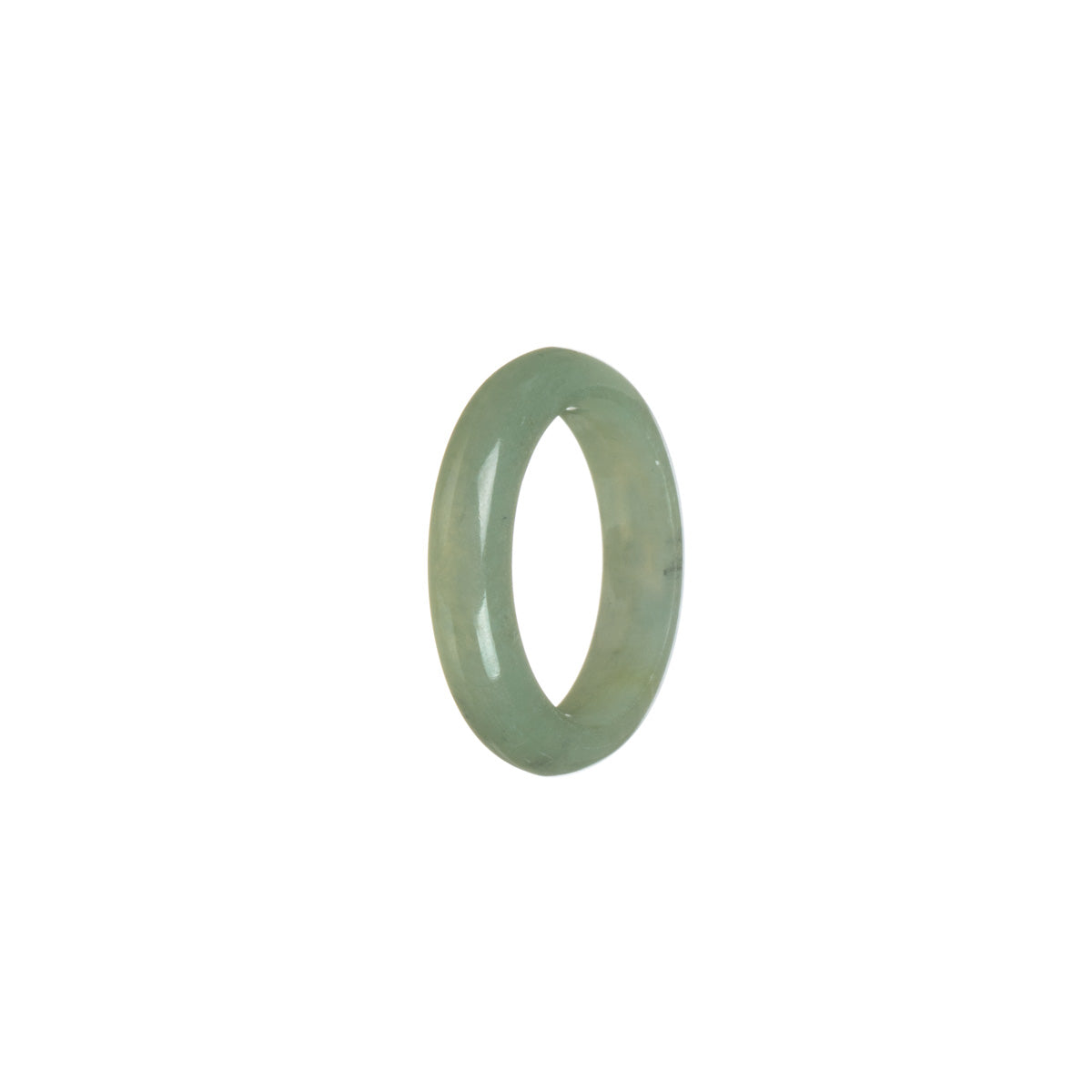 Certified Greyish Green Burmese Jade Band - Size Q