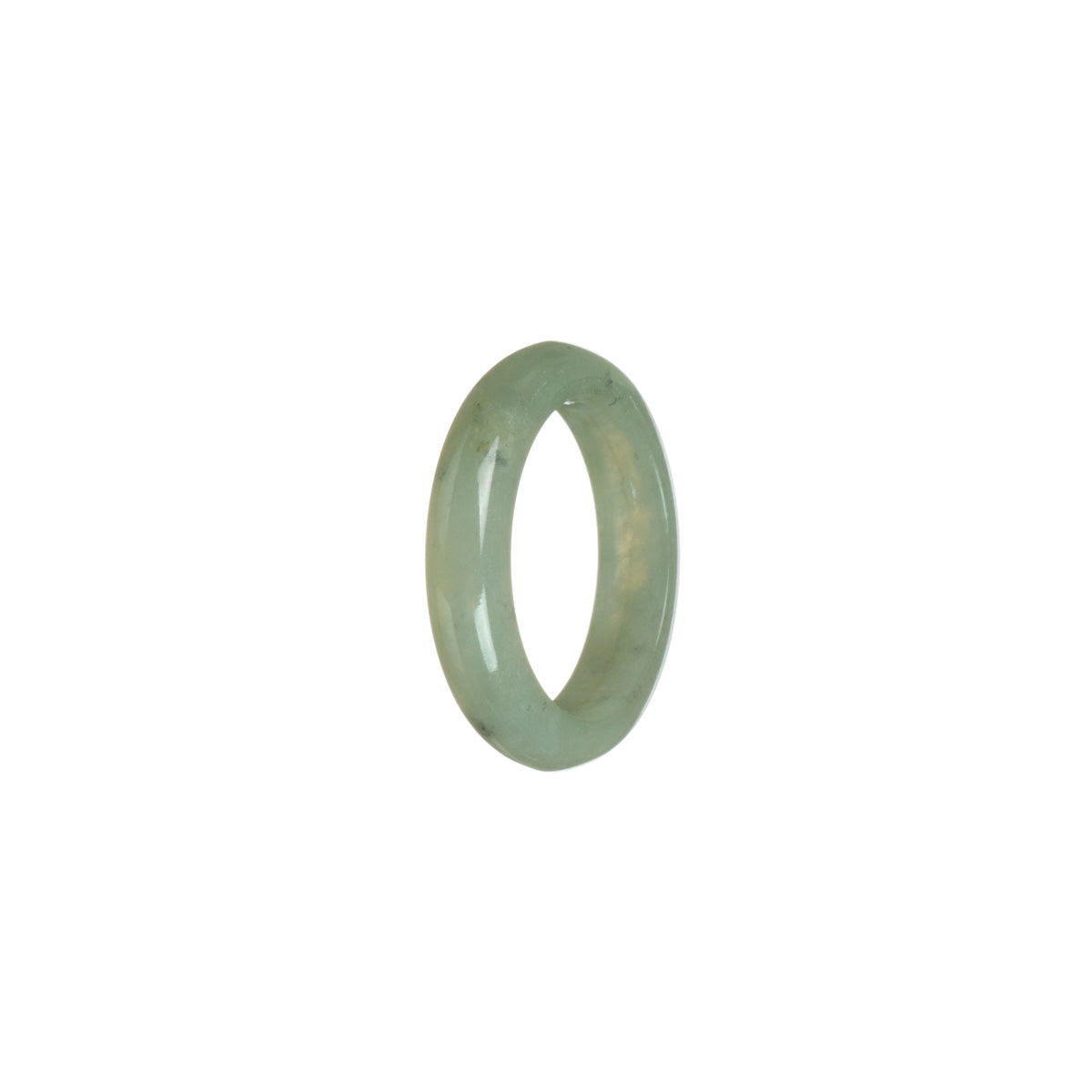 Certified Greyish Green Burmese Jade Band - Size Q