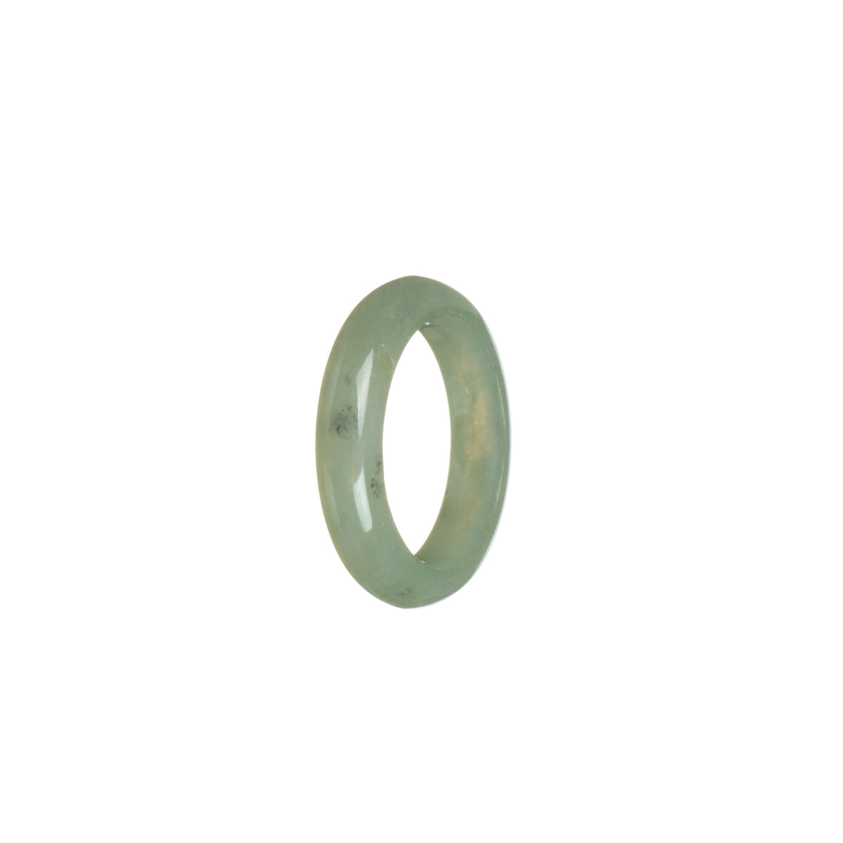 Certified Greyish Green Burmese Jade Band - Size Q