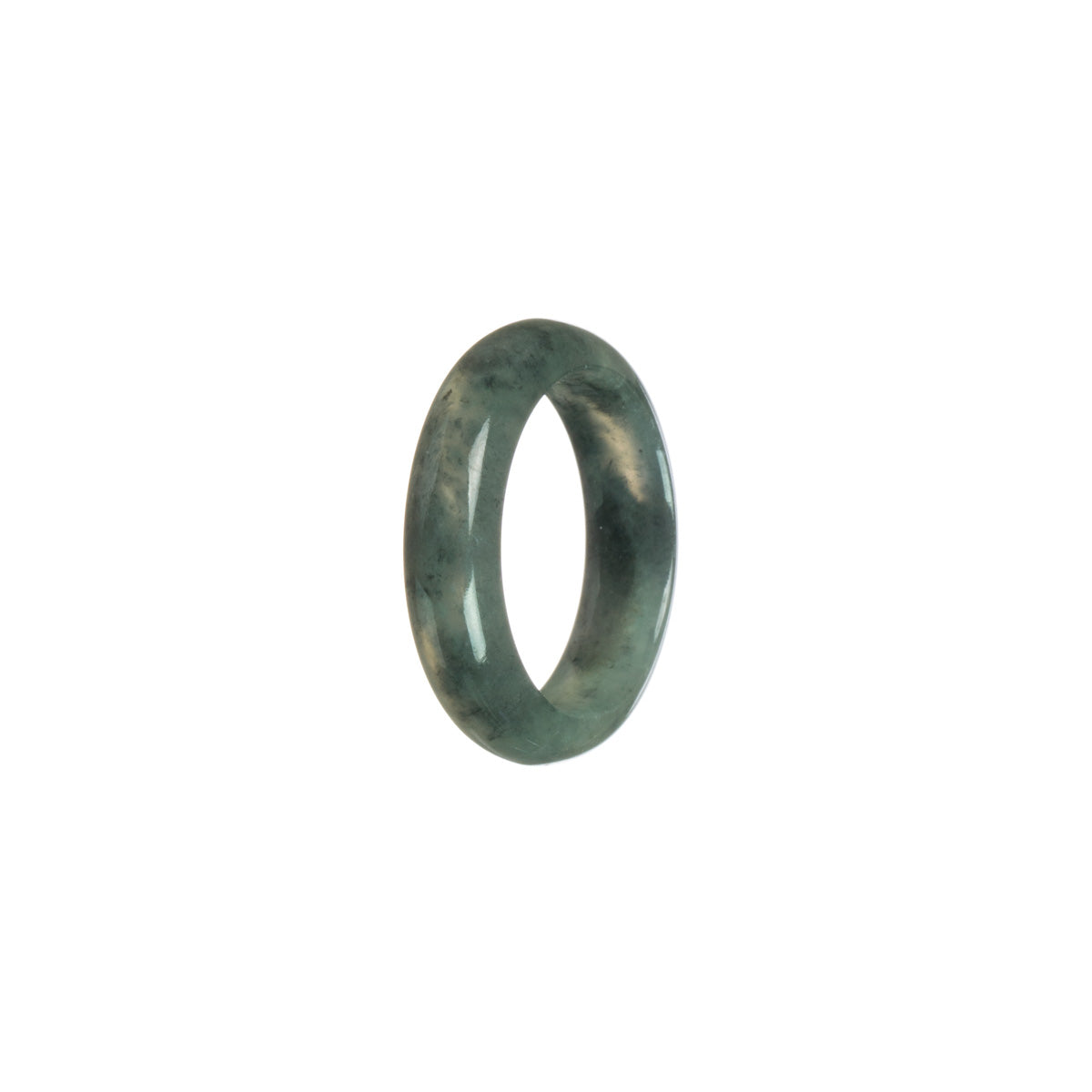 Genuine Olive Green with dark Grey Burma Jade Ring- Size S