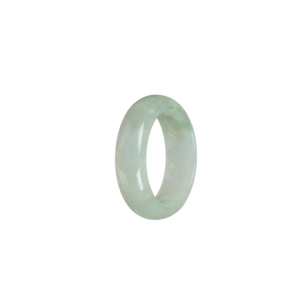 Certified White with Pale Green Burma Jade Band - Size S