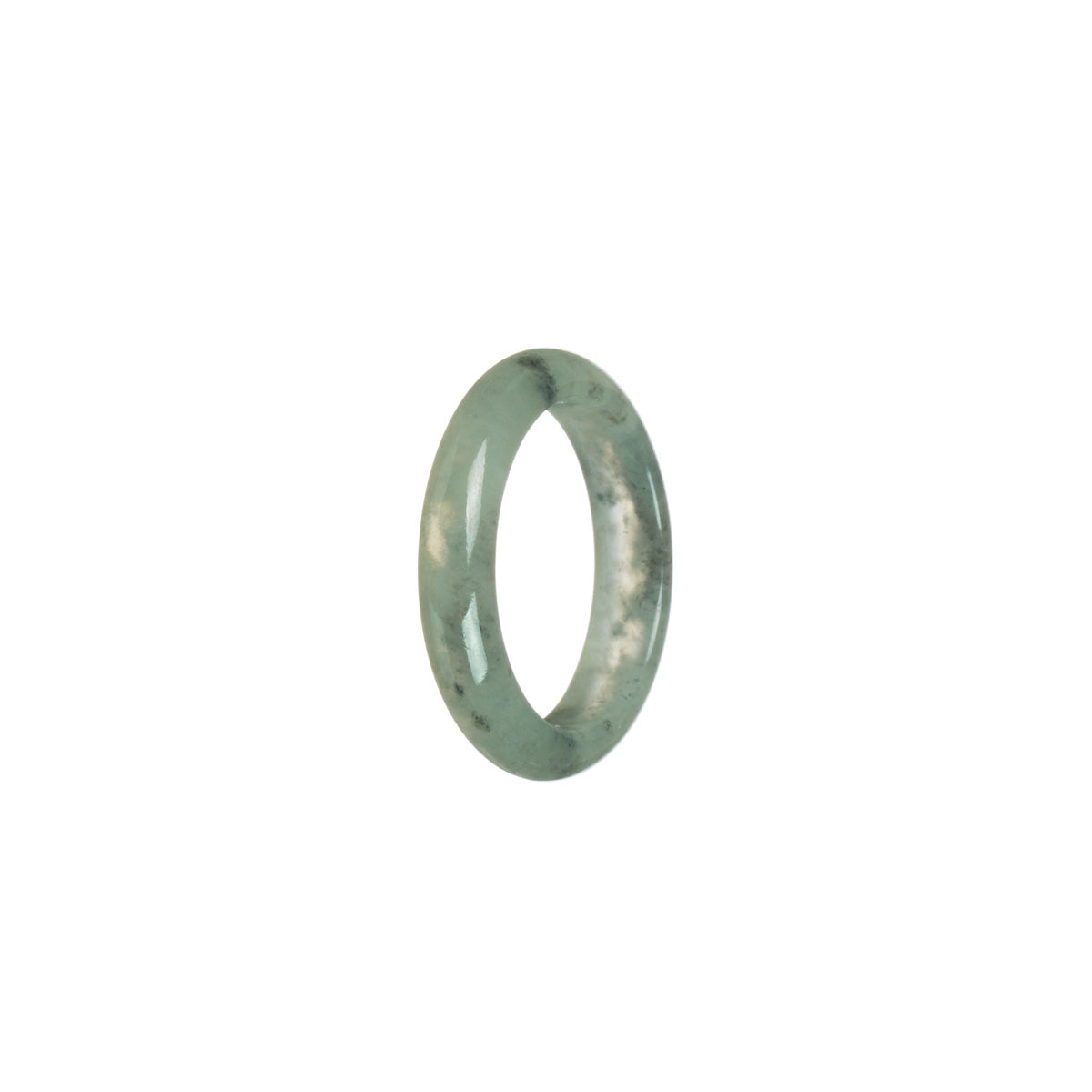 Genuine Icy Greyish green with grey Jade Ring - Size S