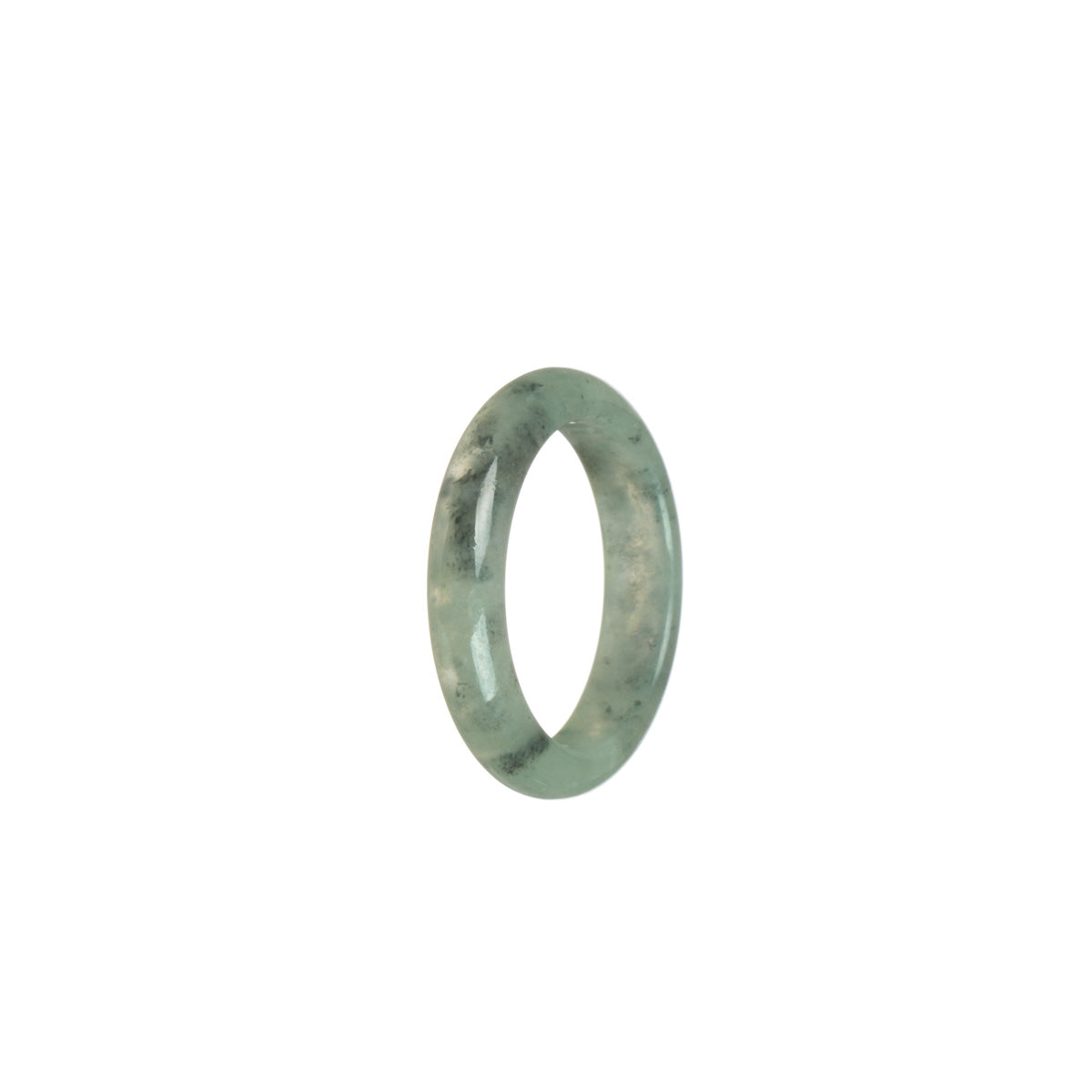 Genuine Icy Greyish green with grey Jade Ring - Size S