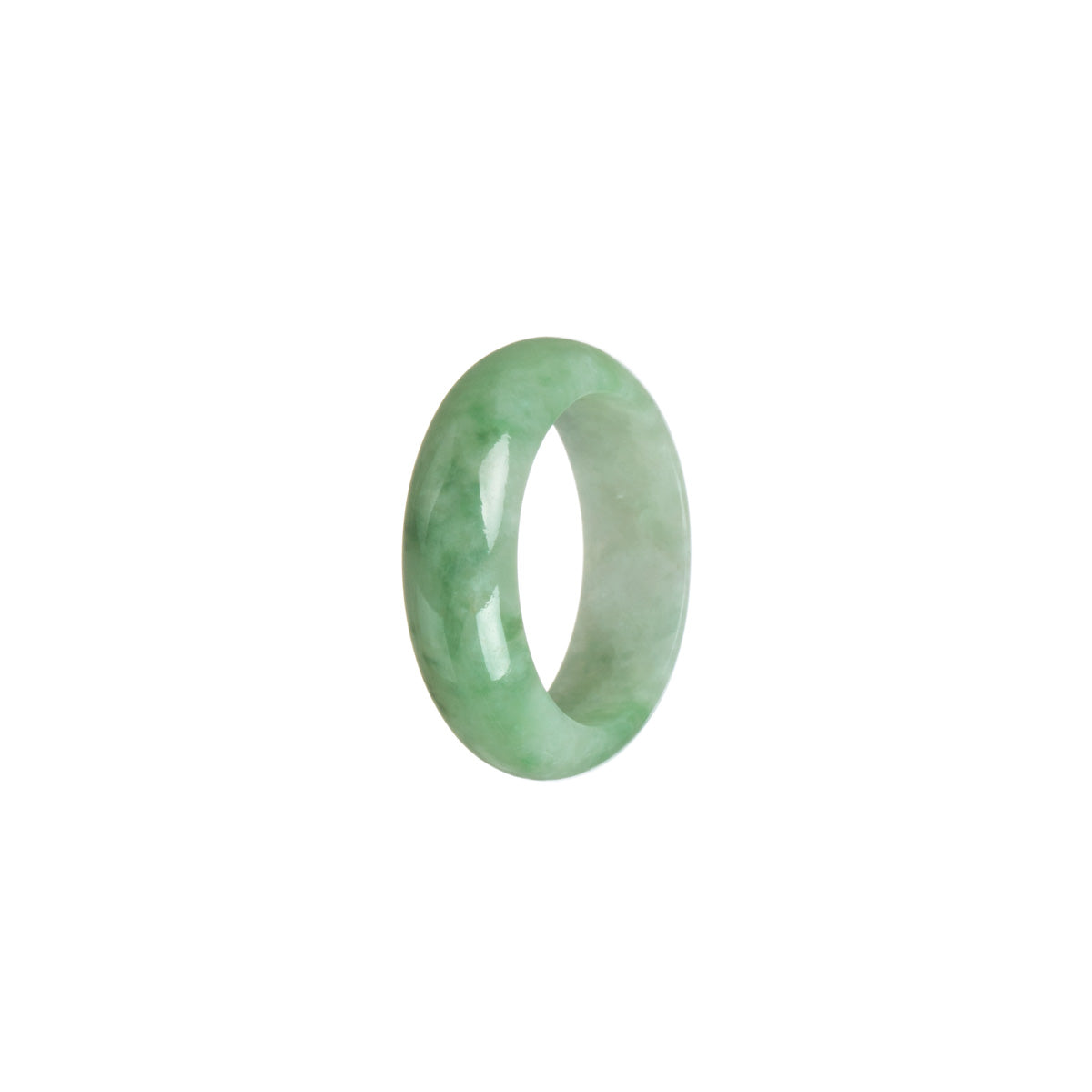 Genuine Apple Green and White Jadeite Jade Band - Size S 1/2