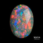 1.80ct Natural Solid Black Opal with Fluoro Orange and Red Colours - MAYS