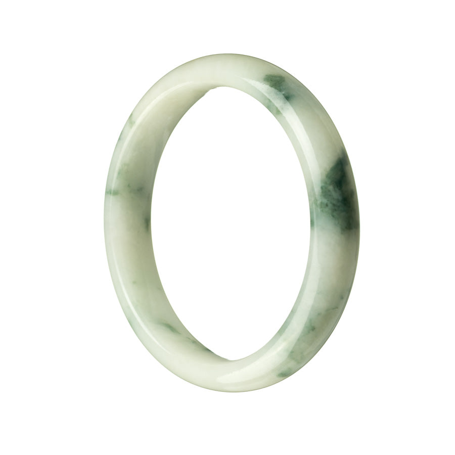 An elegant green and white jade bracelet shaped like a half moon, certified Grade A quality, created by MAYS GEMS.