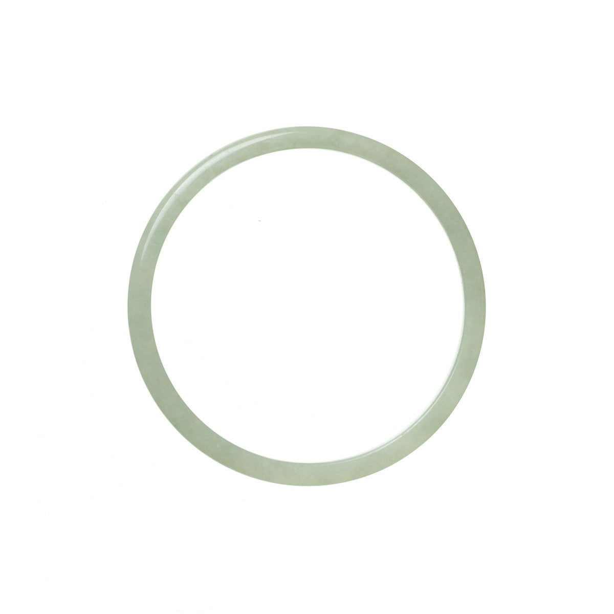 A pale green traditional jade bangle, thin in size, made from genuine grade A jade.