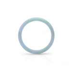 A close-up photo of a beautiful green lavender jade bracelet with a semi-round shape, measuring 57mm. The bracelet is made of genuine Grade A jade and is sold by MAYS GEMS.