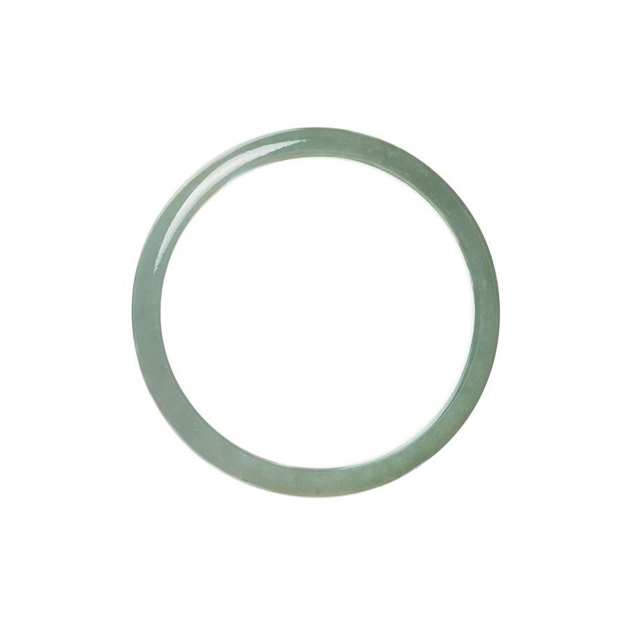 Image of a stunning certified natural green Burmese jade bracelet. The bracelet features a 54mm half moon-shaped jade stone, exuding elegance and beauty. Crafted with care, this bracelet by MAYS showcases the exquisite allure of Burmese jade.
