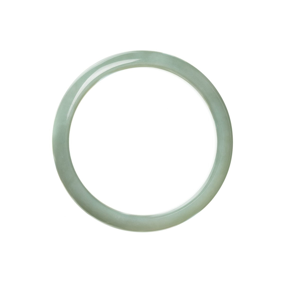 A beautiful half moon-shaped bracelet made of authentic natural light green jadeite jade, measuring 56mm.