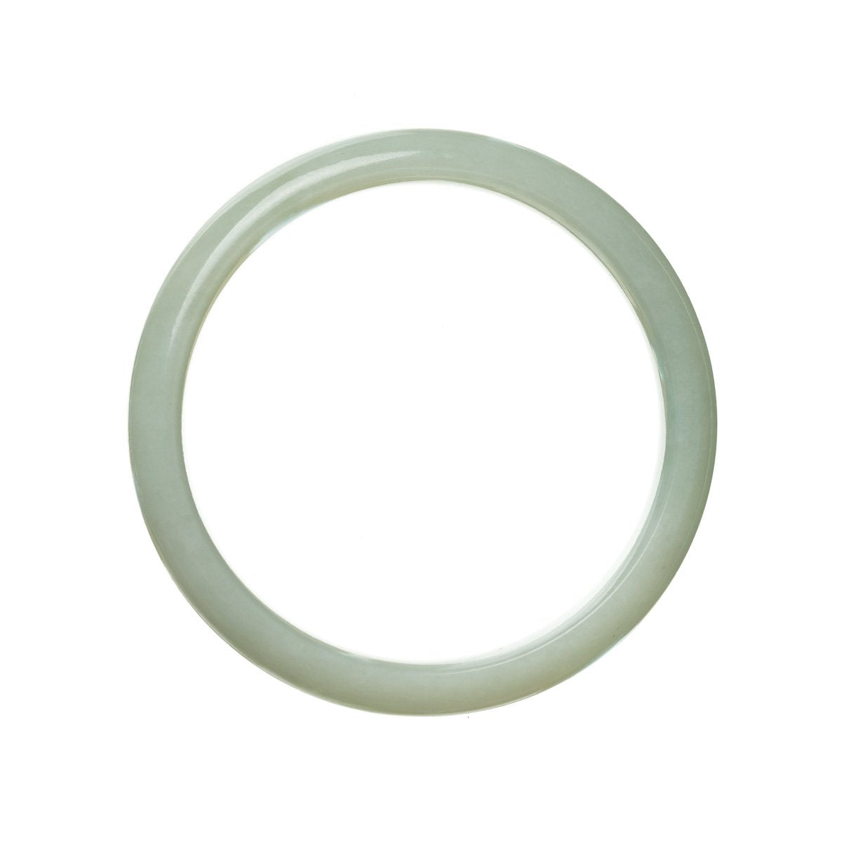 A half-moon shaped bangle made of real untreated pale green Burma Jade, measuring 56mm in size.