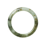 A close-up of a dark green jade bangle bracelet, featuring a semi-round shape and measuring 55mm. The bracelet is made of genuine grade A jade and is sold by MAYS.