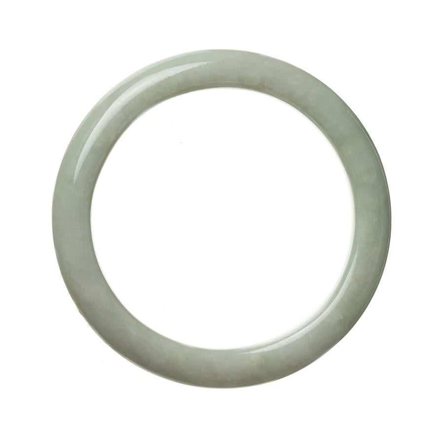 A pale green jade bangle bracelet with a semi-round shape, measuring 59mm. Made from genuine Grade A jadeite jade.