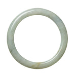 A pale green traditional jade bangle bracelet with a semi-round shape, measuring 62mm.