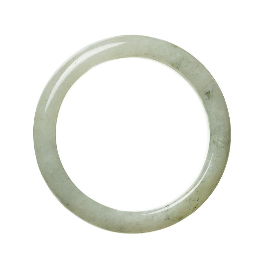 An exquisite 62mm semi-round Burmese jade bangle in a pale green shade. Made of authentic Grade A jade, this bangle from MAYS is a stunning piece of jewelry.