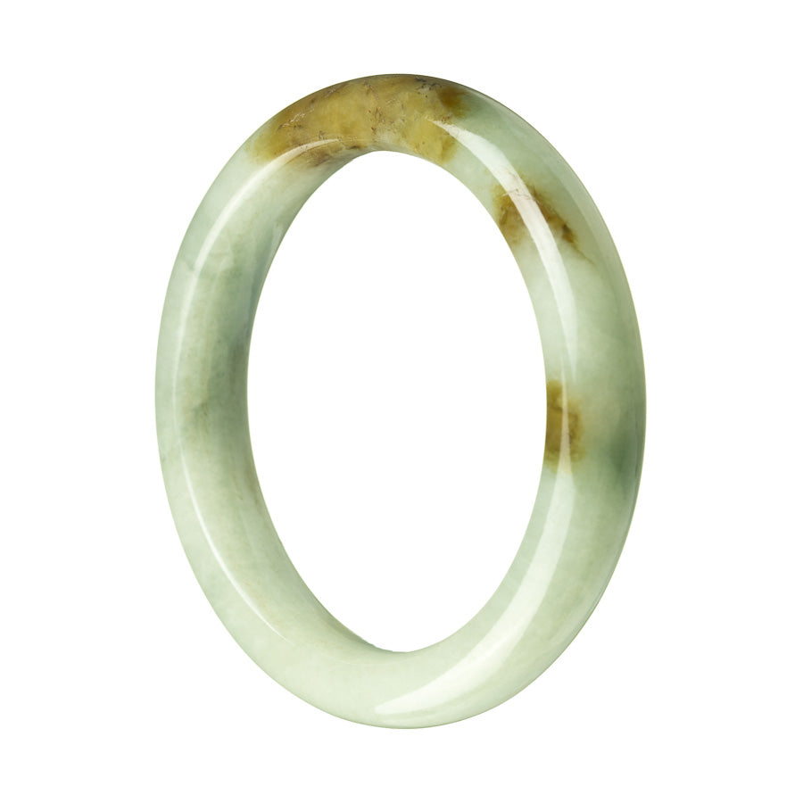 A beautiful green Burma Jade bangle bracelet with a semi-round shape, measuring 58mm.