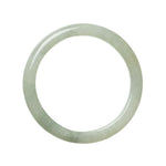 An image of a beautiful green jade bracelet with a semi-round shape, measuring 63mm in size. This authentic and natural piece is crafted with care and showcases the timeless beauty of jade. A stunning addition to any jewelry collection.