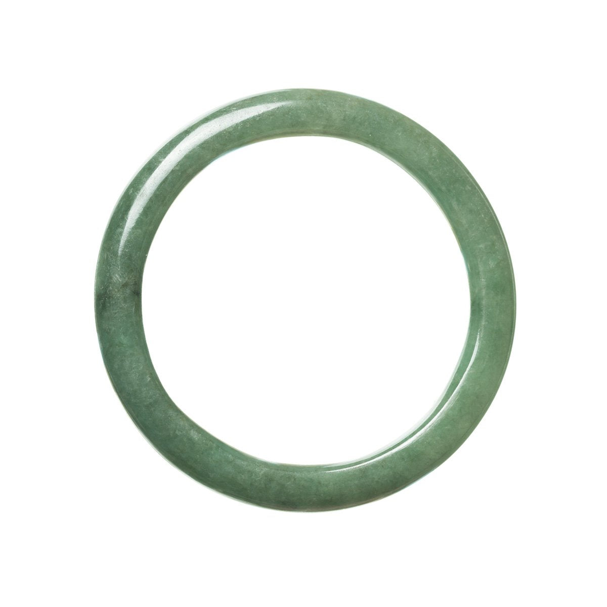 A beautiful green jadeite bangle bracelet with a semi-round shape, measuring 59mm. Perfect for adding a touch of elegance to any outfit.
