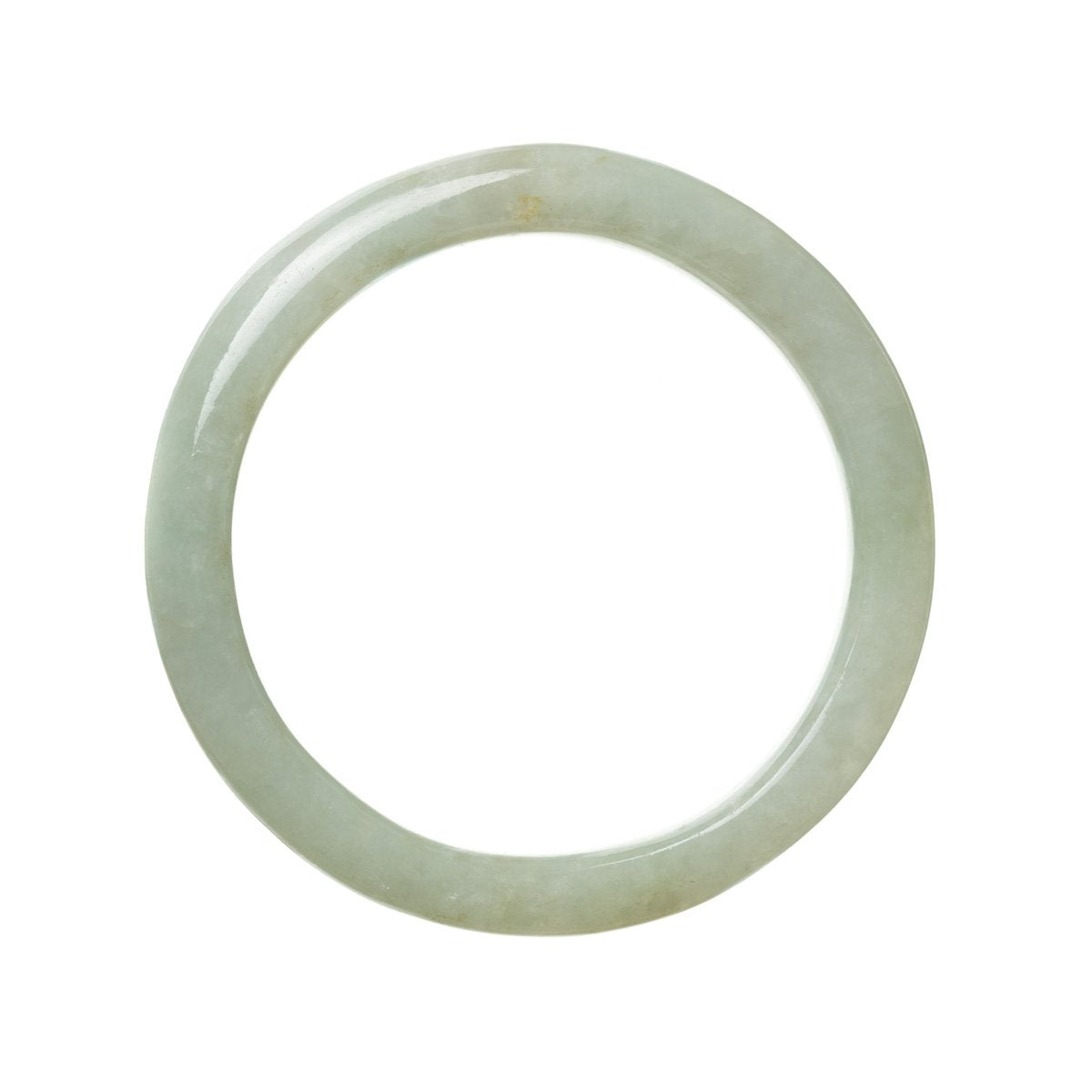 A beautiful pale green jadeite bangle bracelet, untreated and genuine, with a semi-round shape and a diameter of 62mm.