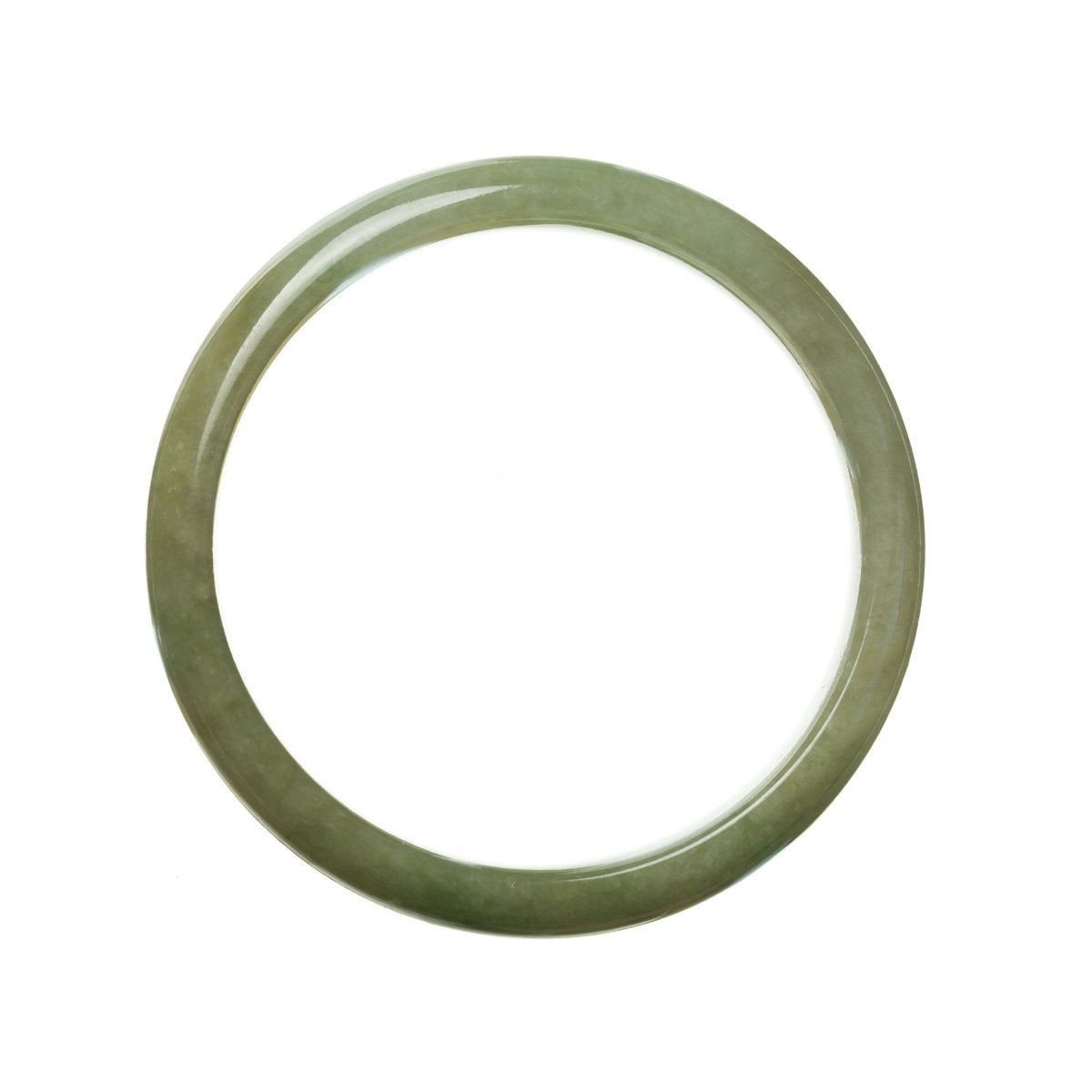 A half moon-shaped, genuine Type A green traditional jade bracelet, measuring 59mm.