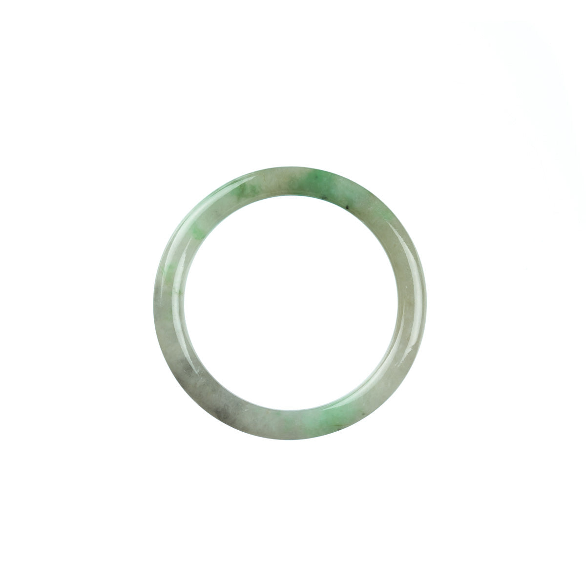 Genuine Grade A Green White Traditional Jade Bangle Bracelet - Child Round