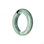 A close-up image of a green jade bracelet, featuring a semi-round shape and designed for children. The bracelet is made from authentic grade A jade and is sold by MAYS GEMS.