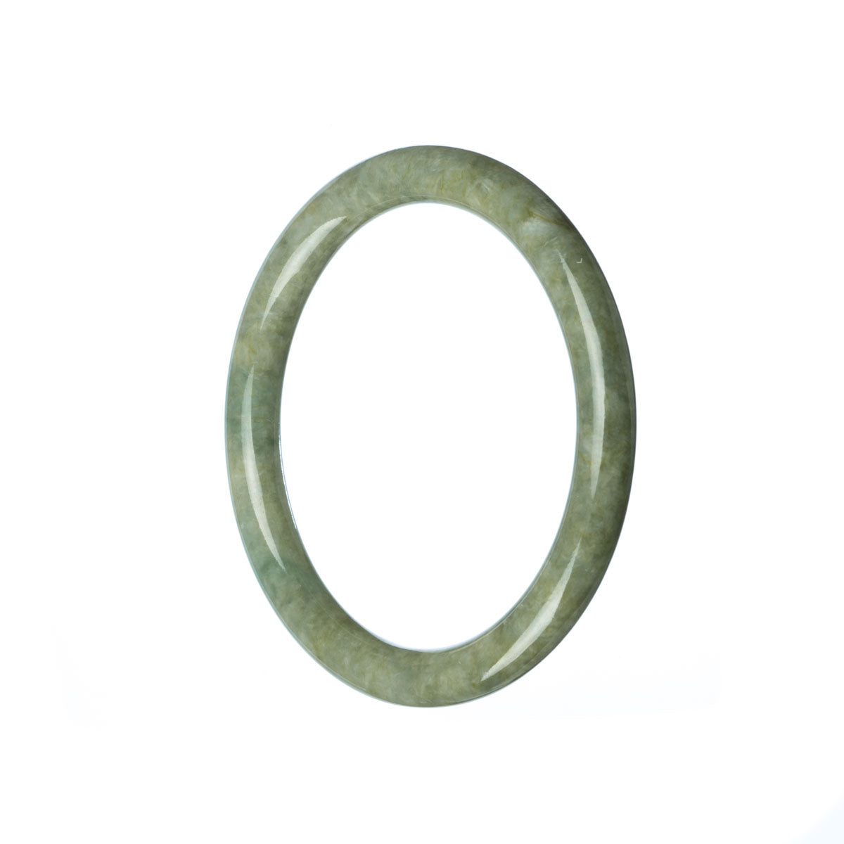 Image of a small round jade bangle, certified Grade A Green Burmese Jade.