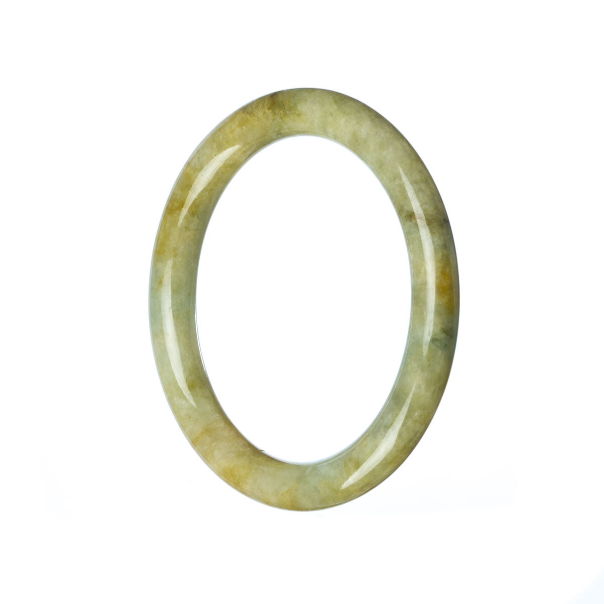 A small, exquisite jade bangle with a beautiful green-brown hue, perfect for adding a touch of elegance to any outfit.