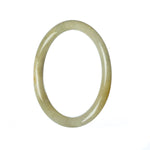 A close-up photo of a petite white and brown Burma Jade bracelet, showcasing its genuine grade A quality. The bracelet has a smooth, polished surface and measures 58mm in size. Created by MAYS GEMS.