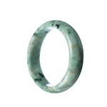 A pale green Burma jade bangle with a half moon shape, certified as Grade A quality.