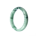A pale green jadeite bracelet with a semi-round shape, measuring 58mm. This authentic piece is untreated, showcasing the natural beauty of the jadeite. A stunning addition to any jewelry collection.