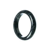 An exquisite dark grey jadeite bracelet featuring a 55mm half moon shape. Made from authentic Type A jadeite, this bracelet from MAYS is a stunning piece of jewelry.