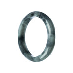 A grey traditional jade bangle with a semi-round shape, measuring 58mm, certified as Grade A quality. The bangle features the brand name MAYS™.