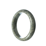 A half moon-shaped grey Burma jade bangle, crafted from genuine natural jade.