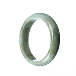 A pale green jadeite jade bangle bracelet with a half moon shape, measuring 59mm. Certified and untreated.