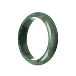 A close-up image of a beautiful, green jade bracelet with a half-moon shape. This genuine Type A jade bracelet is crafted with care and is a stunning piece of traditional jewelry.