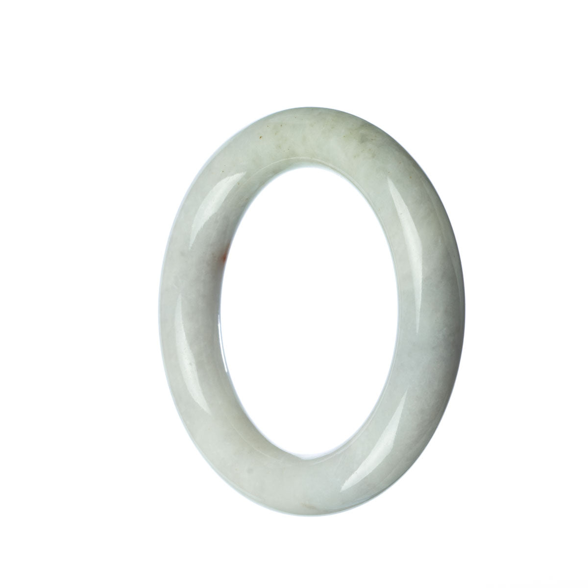 A round, 52mm diameter bangle bracelet made of certified Type A White Burma Jade, sold by MAYS.