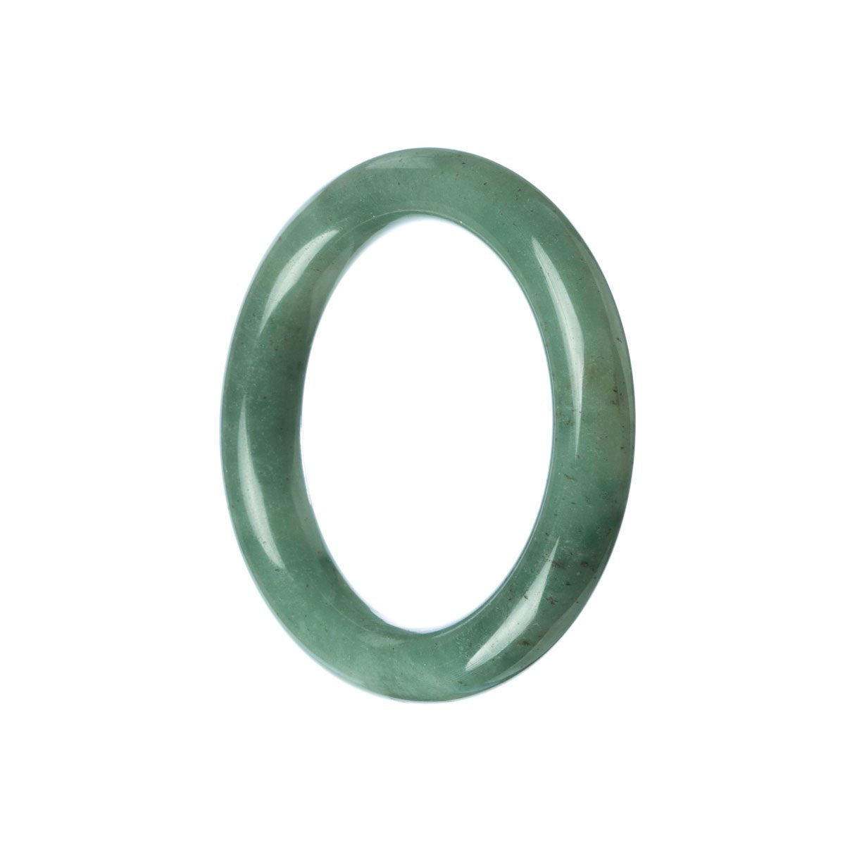 A close-up of a beautiful green jade bracelet with a round shape, measuring 51mm in diameter. The bracelet is made of genuine Grade A green jade and is a product of MAYS™.