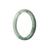 An image of an authentic Grade A White Green Burmese Jade Bangle. The bangle is 56mm in size and has a semi-round shape. This beautiful piece of jewelry is offered by MAYS GEMS.