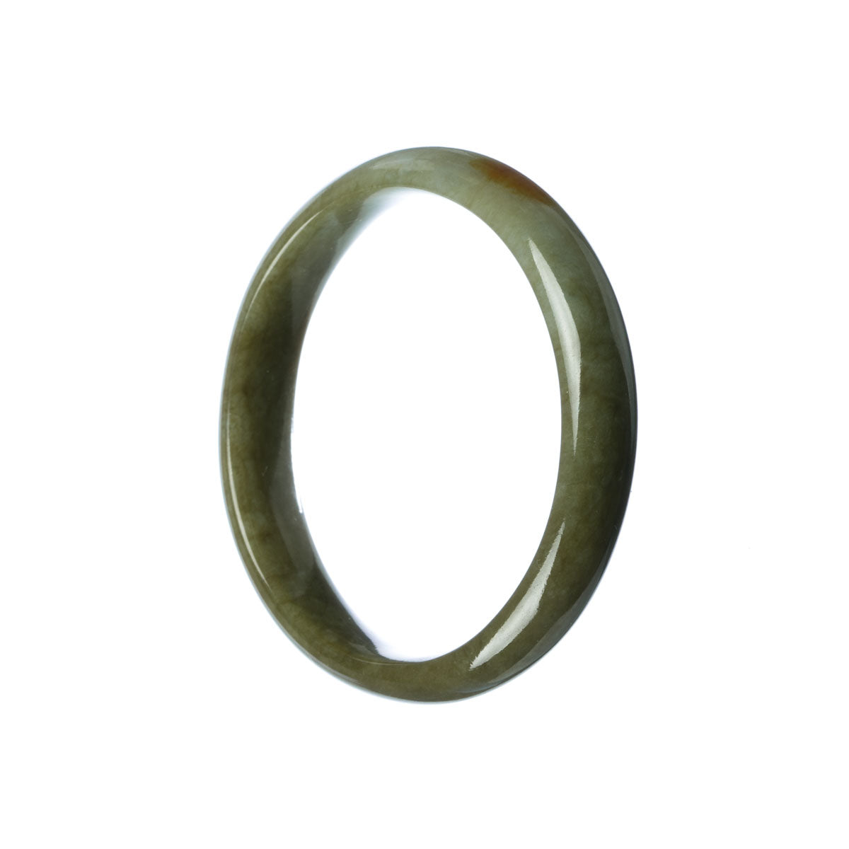 A beautiful jade bangle bracelet with a half moon design, crafted from genuine grade A green brown jade. Perfect for adding an elegant touch to any outfit.