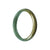 A green traditional jade bracelet with a half-moon shape, measuring 57mm. Certified Type A grade. Sold by MAYS GEMS.