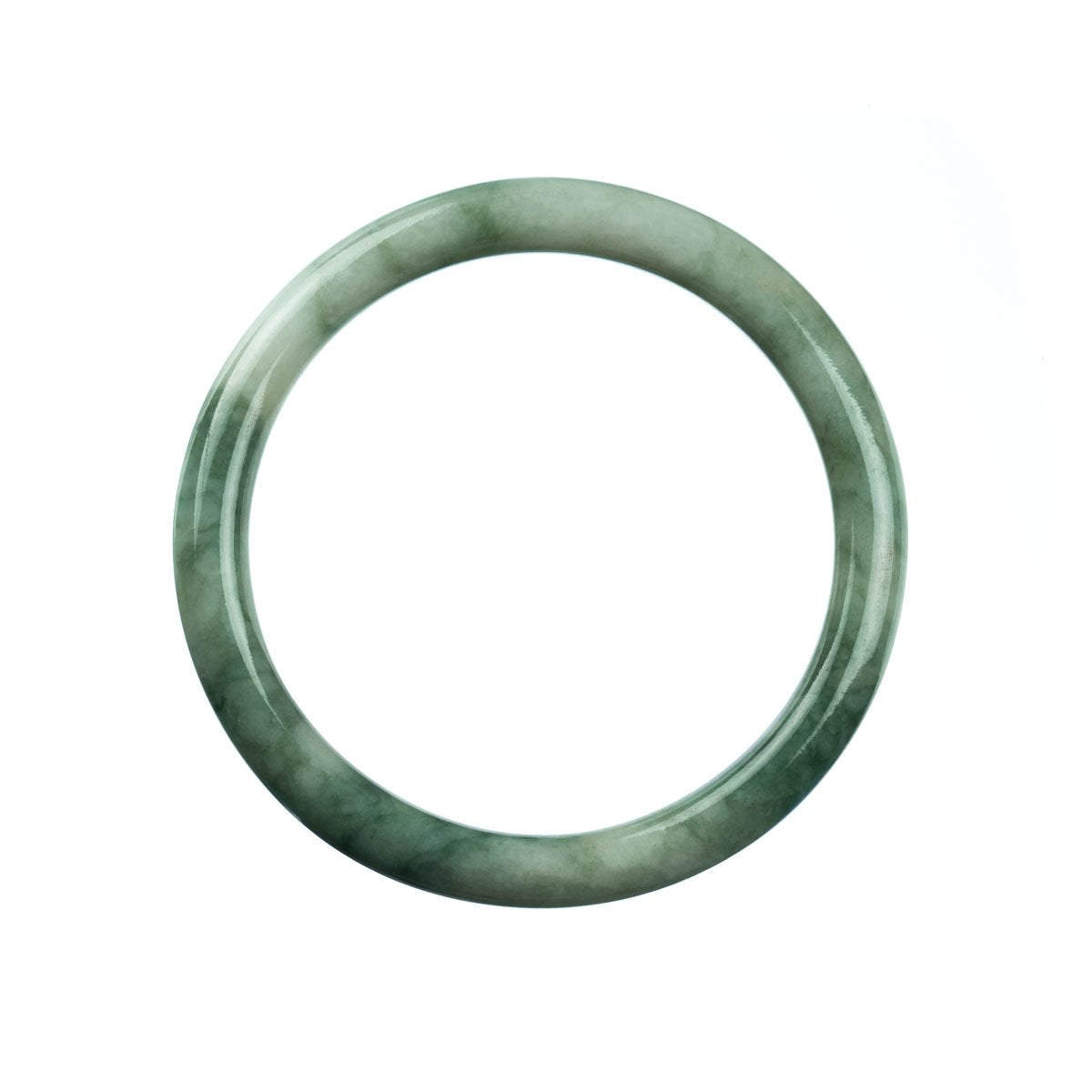 A round green jade bangle with a 61mm diameter, made from genuine Grade A traditional jade.